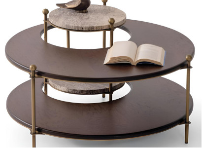 Eleganter Runder Couchtisch Zweistockiger Beistelltisch Metallfüße