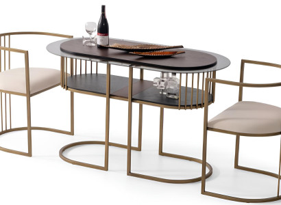 Elegante Esszimmergarnitur Stilvoller Esstisch 2x Designer Stühle