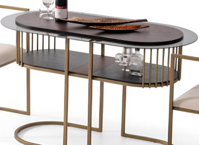 Moderner Ovaler Esstisch Designer Küchentische Edles Metallgestell