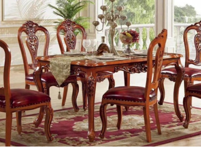 Stilvolle Klassische Esszimmergarnitur Robuster Esstisch 6x Stühle