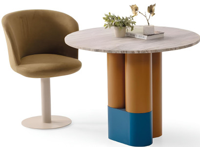 Luxuriöse Küchengarnitur Designer Marmortisch Polsterstuhl 2tlg