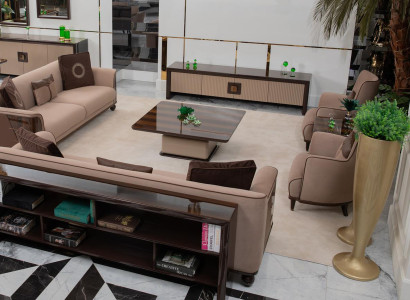 Braun Wohnzimmer-Set quadratischer Couchtisch, Holz-Beistelltisch