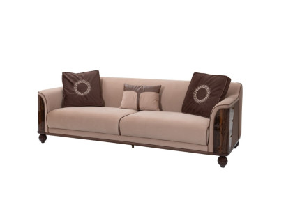 Braun-Beiger Designer Polster 3-Sitzer Wohnzimmer Stilvolle Couchen