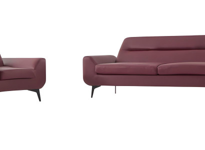 Stilvolle Rote Ledercouch Garnitur Designer 3-Sitzer Ledersessel