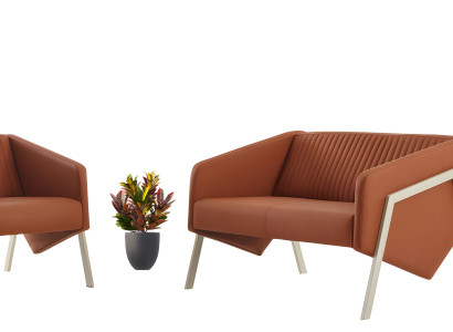 Designer Orange Sofagarnitur Moderne 2x Polstersessel 3-Sitzer Sofa