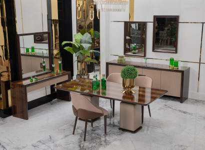 Stilvoller Esszimmer-Set Rechteckiger Esstisch Sideboard Stühle 8tlg