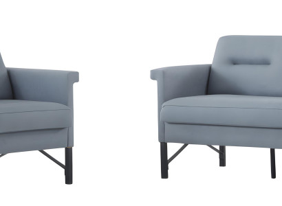 Elegante Graue Wohnzimmer Sitzgarnitur Moderner 2-Sitzer Sessel