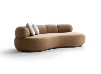 Brauner 3-Sitzer-Sofa Wohnzimmer-Sofa Gebogenes Sofa Wohnzimmermöbel