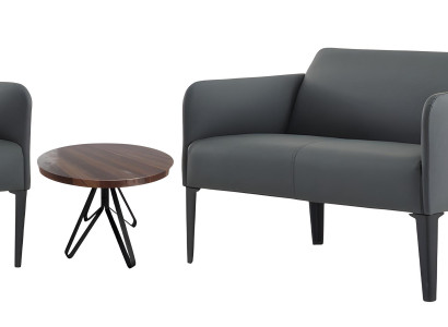 Komfortable Büro Sitzgarnitur Moderne Graue 2x Sessel 2-Sitzer