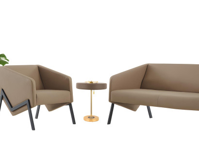 Beige Wohnzimmer Sofagarnitur Designer 2-Sitzer 2x Luxus Sessel