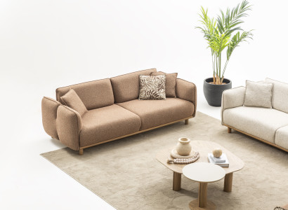 Stilvolles Wohnzimmer-Set 4-Sitzer Sofa mit Couchtisch & Beistelltisch