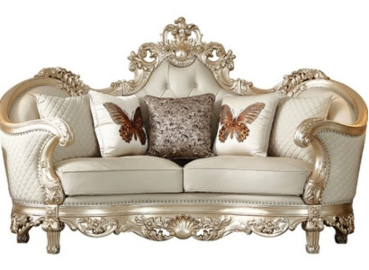 Klassischer Wohnzimmer Zweisitzer Designer Ledersofa Luxus Couch