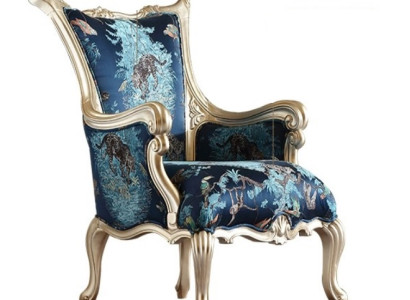 Blauer Wohnzimmer Sessel Designer Polstersessel Armlehnenstuhl