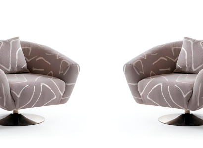 Grauer Stoffsessel Weicher Sessel Sesselgarnitur Wohnzimmermöbel Designermöbel