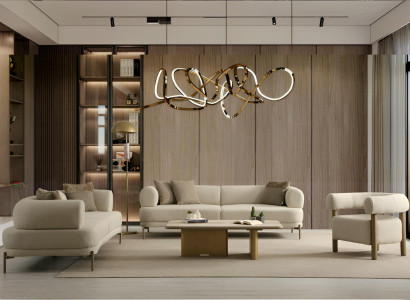 Beige Wohnzimmer Couchgarnitur Moderner Sessel Designer 3-Sitzer