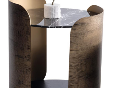 Designer Holz Beistelltisch Moderne Marmorplatte Wohnzimmer Tisch