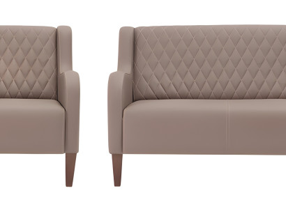 Designer Beige Ledergarnitur Modernes 2-Sitzer Sofa Ledersessel 2tlg