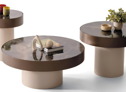 Designer Wohnzimmer Tisch-Set Edler Couchtisch Runde Beistelltische