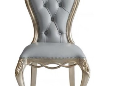 Klassischer Grauer Chesterfield Stuhl Massivholzstühle Lederstühle