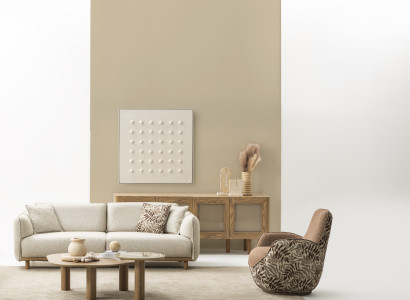 Komplettes Wohnset: 4-Sitzer Couch, Sessel, Beistell- & Konsolentisch