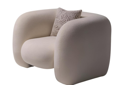 Stilvoller beiger Stoffsessel weicher Sessel Designersessel Wohnzimmermöbel