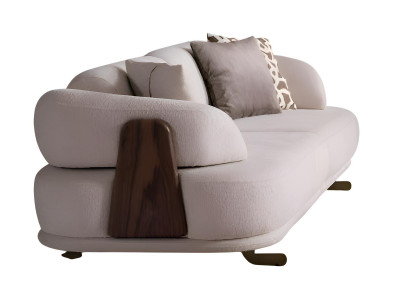 Luxuriöser beiger weicher 3-Sitzer-Sofa Stoffsofa Wohnzimmermöbel Wohnmöbel