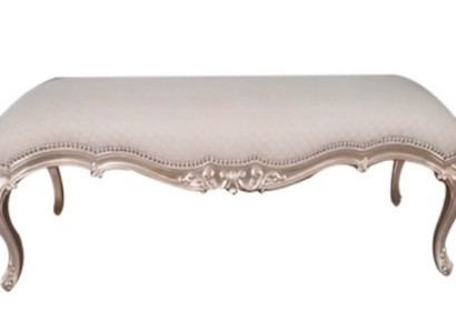 Klassische Weiße Polsterbank Massivholz Rahmen Stilvolle Sitzbank