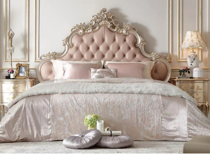 Massivholz Chesterfield Doppelbett Edles Kunstleder Holzrahmen Bett