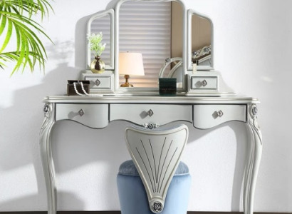 Eleganter Schlafzimmer Schminktisch Designer Polsterhocker 2tlg