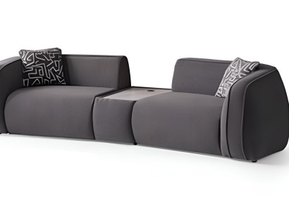 Luxuriöse Grauer moderner 3-Sitzer-Sofa Stoffsofa Polstermöbel Designermöbel