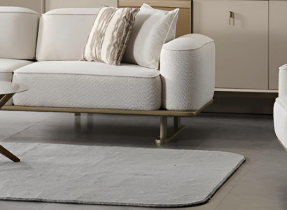 Elegantes Weißes Sofa-Set 3-Sitzer Polstersessel Metallfüße