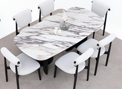 Modernes Esszimmer-Set weißer Esstisch weiche Stühle Designermöbel