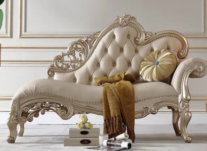 Klassische Chaiselongue Designer Holzrahmen Kunstlederbezug Möbel