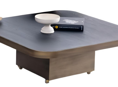 Moderner Wohnzimmer Couchtisch Designer Metallrahmen Holzplatte