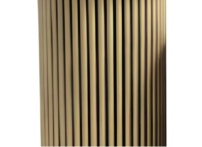 Eleganter Beistelltisch mit Marmor und vertikalem Metallrahmen