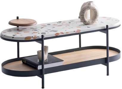 Eleganter Couchtisch mit Marmoroberfläche und Metallrahmen