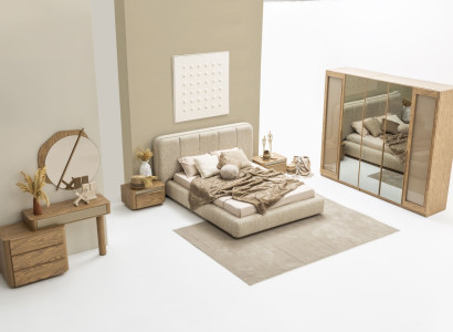 Elegantes Schlafzimmer-Set: Bett, Nachttische, Schminktisch & Schrank