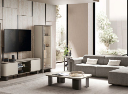 Stilvolle Wohnzimmer Möbel Edles L-Form Sofa 2x Vitrinen Couchtisch