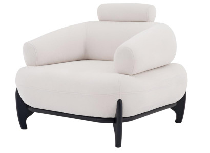 Weißer stilvoller Sessel weicher Stoffsessel Designersessel Wohnzimmermöbel