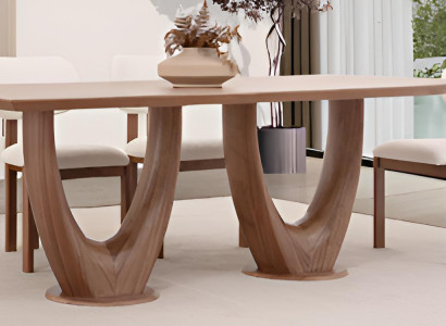 Modernes braunes Esszimmer-Set rechteckiger Esstisch Stühle Designermöbel