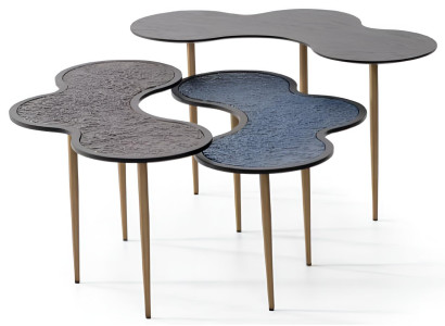 Einzigartiger Couchtisch Set Designer Metalltisch 2x Beistelltische