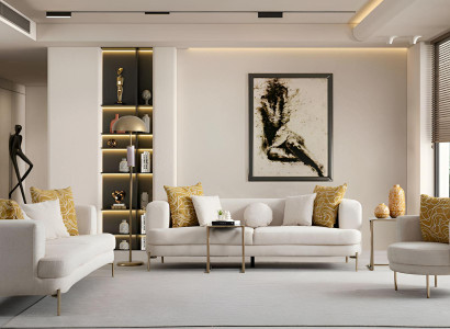 Elegante Weiße Couchgarnitur Stilvolle Polstersofas Designer Sessel