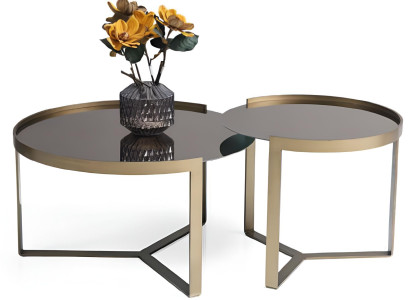 Moderne Couchtisch Garnitur Stilvoller Beistelltisch Metallrahmen