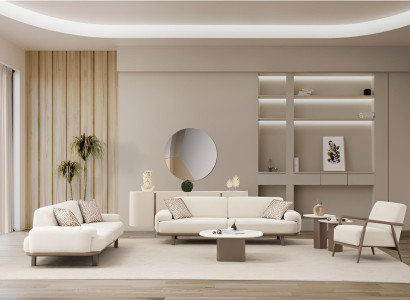 Weißes Wohnzimmer-Set – Sofas, Sessel, Couchtisch, Beistelltische & Sideboard