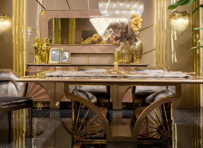 Stilvolles Esszimmer-Set Moderner Esstisch Designer 4x Polsterstühle