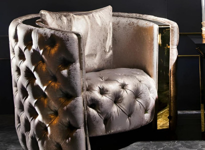 Moderner Grauer Chesterfield Sessel Stilvoller Loungesessel Möbel