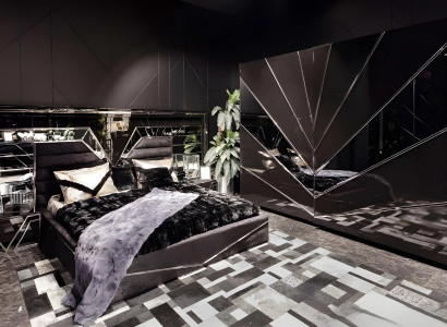 Modernes Schwarzes Schlafzimmer Set Designer Doppelbett Schrank