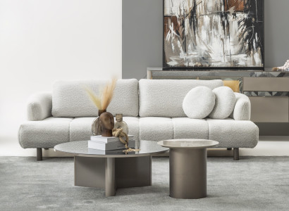 Modernes Wohnzimmer-Set mit 4-Sitzer Couchtisch und Beistelltisch