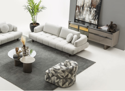 Modernes 5-tlg. Wohnzimmer-Set 4-Sitzer Sessel Tische Konsole