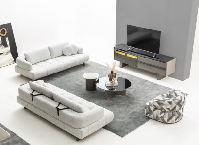 Elegantes Wohnzimmer-Set Sofas Sessel Couchtisch & TV-Lowboard